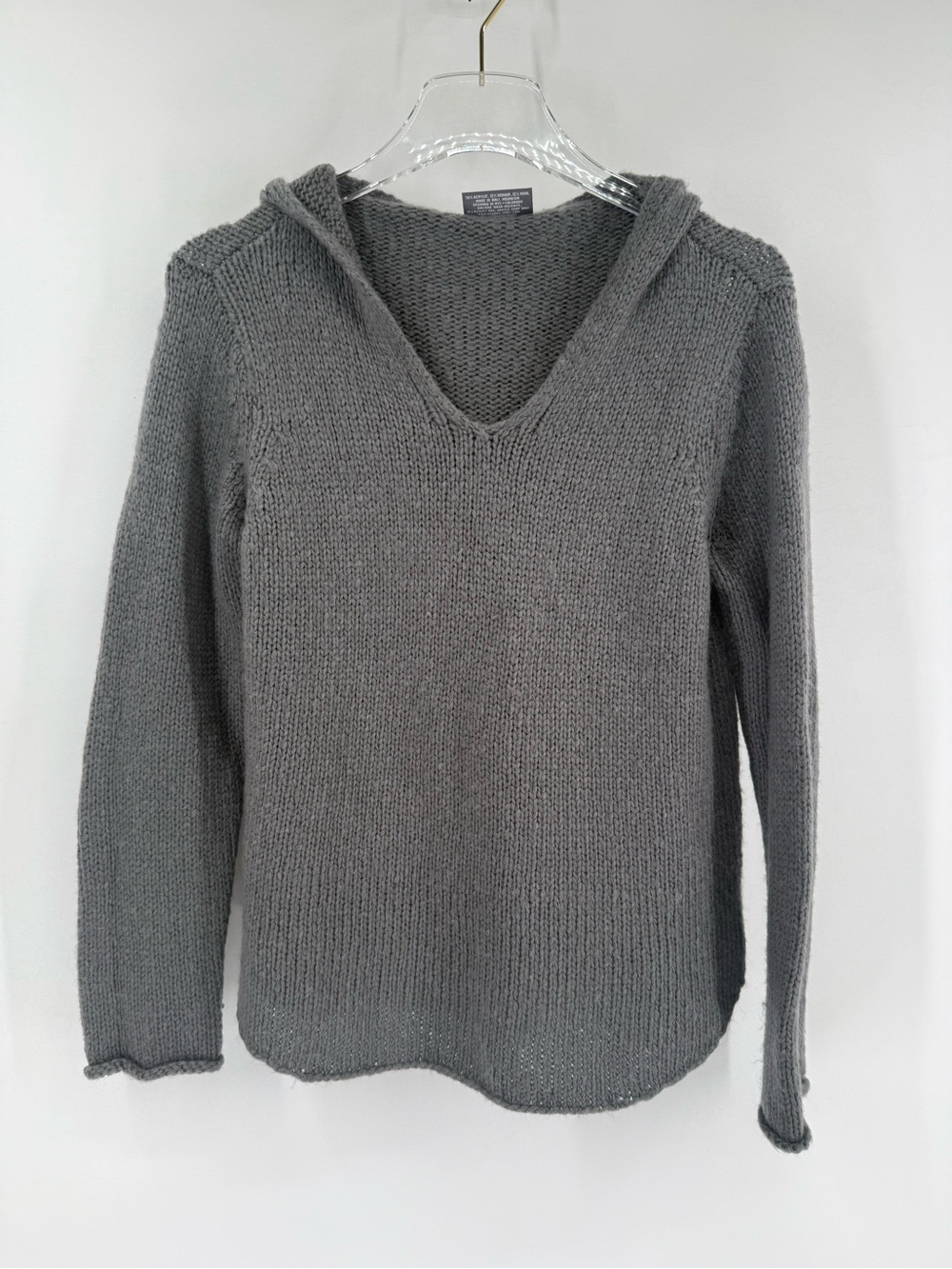 Wooden Ship dark gray knit hoodie sweater size xs